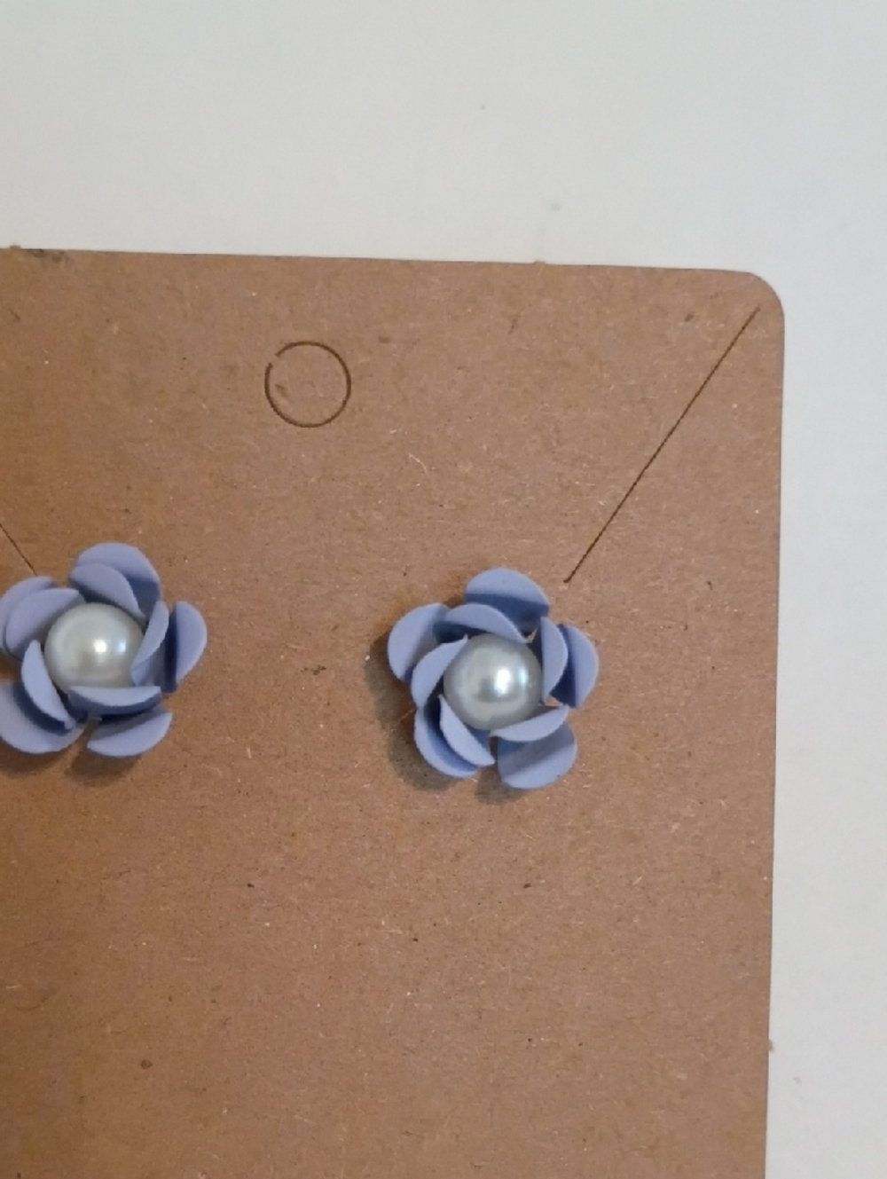 Double Sided Flower Pearl Stud Earrings Lavender Front Back Statement Earrings - Picture 2 of 7